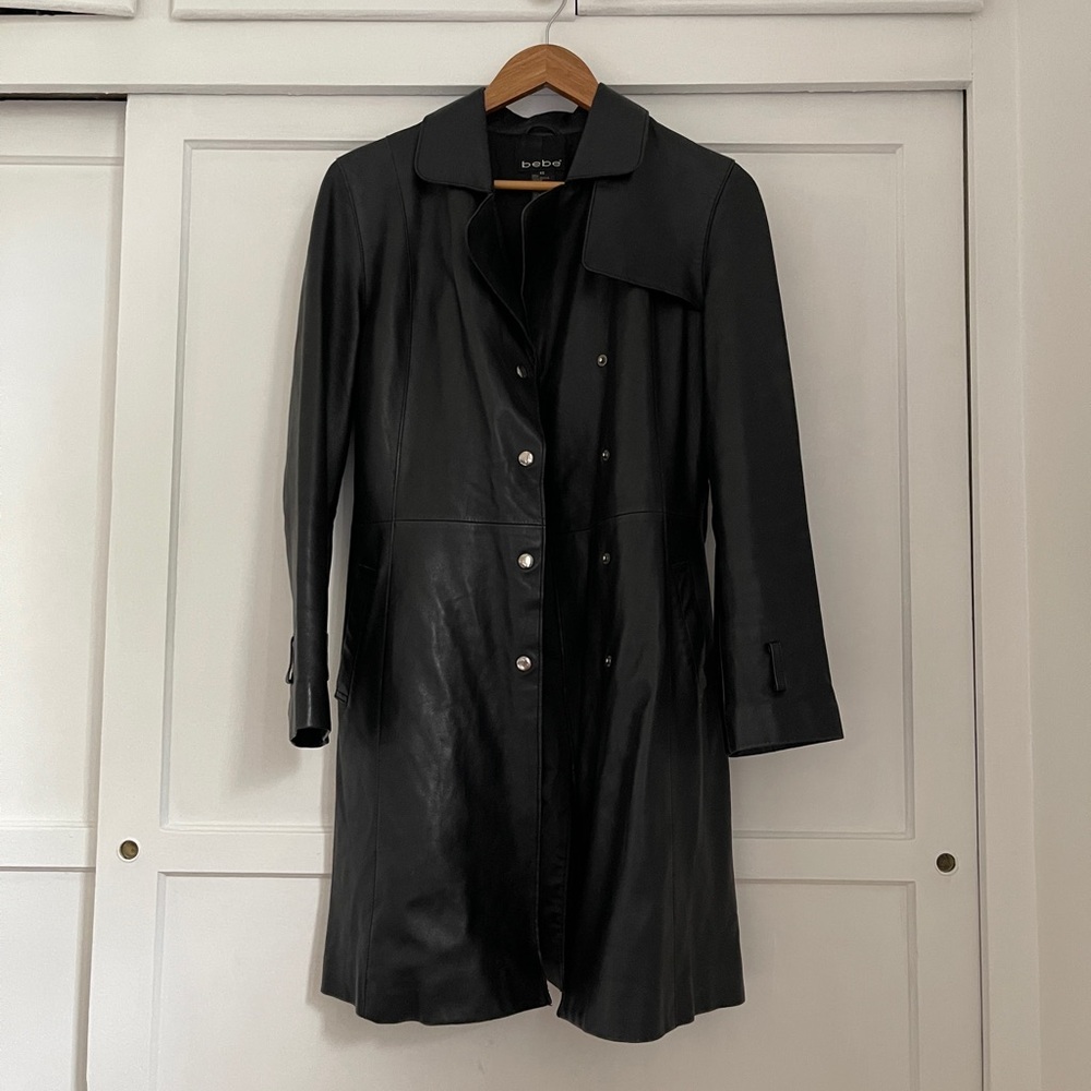 Bebe Black Leather Coat